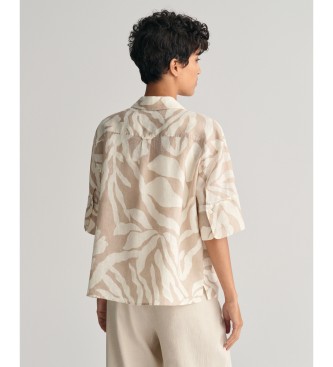 Gant Chemise beige  coupe dcontracte et imprim palmier