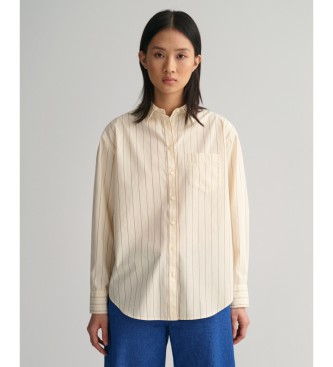 Gant Camisa Relaxed Fit de popelina a rayas blanco linen