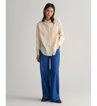 Gant Camicia dalla vestibilit comoda in popeline di lino a righe bianco