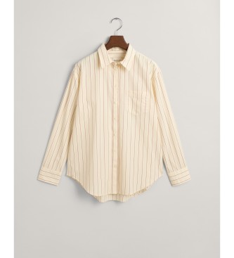 Gant Relaxed Fit shirt in white linen striped poplin