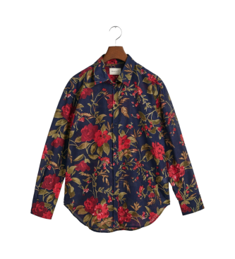 Gant Relaxed Fit Shirt in silk and cotton with navy rose print