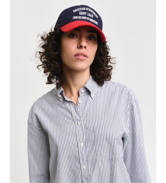 Gant Camisa de riscas Oxford de luxo de corte descontrado azul