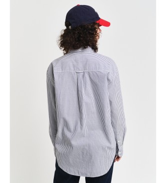 Gant Camisa de riscas Oxford de luxo de corte descontrado azul