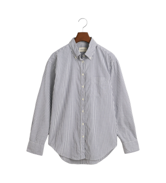 Gant Camisa de riscas Oxford de luxo de corte descontrado azul