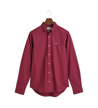 Gant Camisa de popelina de corte justo cor de vinho