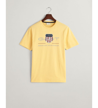 Gant T-shirt gialla con scudo d'archivio