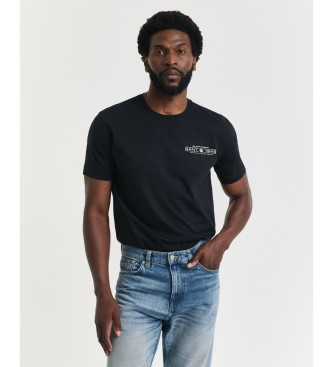 Gant Kortrmet t-shirt med tryk, sort