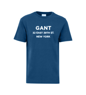 Gant Kleines bedrucktes Kurzarm-T-Shirt blau