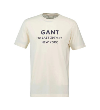 Gant Kleines grafisches beigefarbenes bedrucktes T-Shirt mit kurzen rmeln