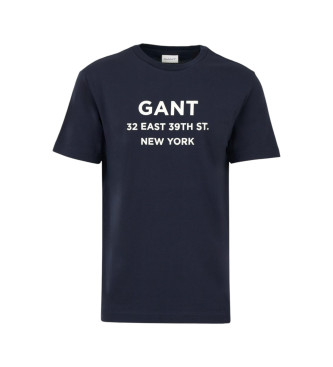 Gant Kortrmad T-shirt med tryck Liten grafisk marinbl