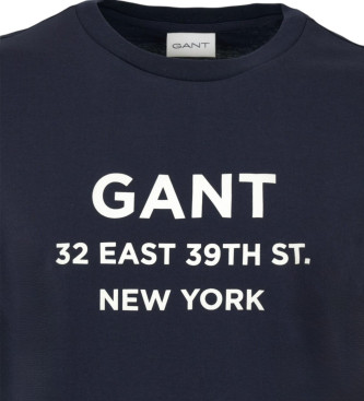 Gant T-shirt a manica corta con stampa grafica piccola in blu navy