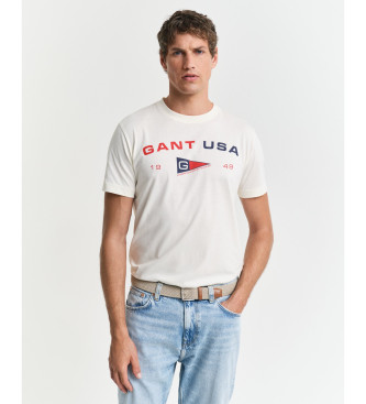 Gant T-shirt grafica beige a maniche corte