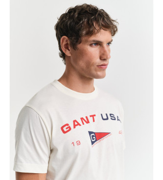 Gant Grafisches beigefarbenes Kurzarm-T-Shirt