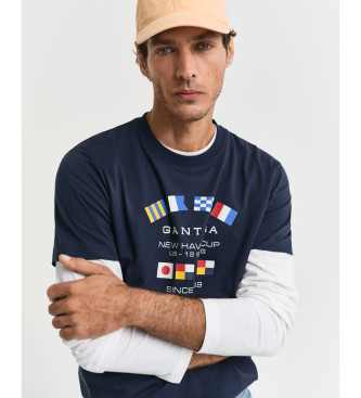 Gant T-shirt met grafische korte mouwen marine