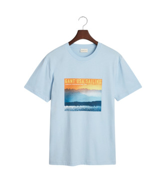 Gant Geplaatst T-shirt met blauwe opdruk