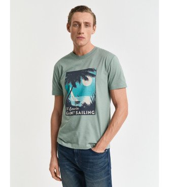 Gant T-shirt med tryk Placed green