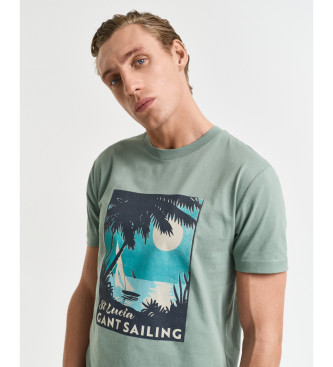 Gant T-shirt med tryk Placed green