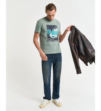 Gant T-shirt med tryk Placed green