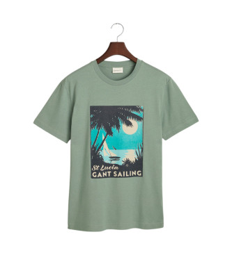 Gant T-shirt med tryk Placed green