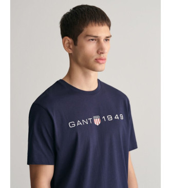 Gant Potiskana grafična majica modra