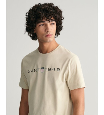 Gant Potiskana grafična majica bež barve