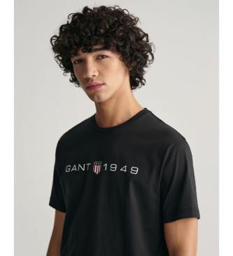 Gant Bedrucktes Grafik-T-Shirt schwarz 