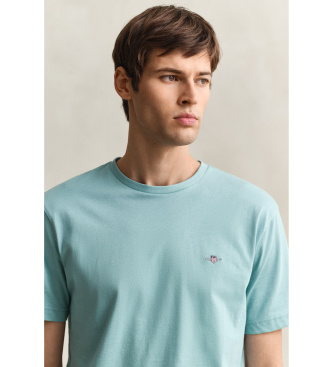 Gant T-shirt turchese con scudo dalla vestibilit� regolare