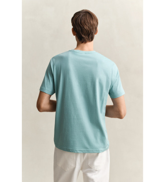 Gant T-shirt turchese con scudo dalla vestibilit� regolare