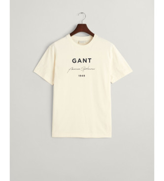 Gant Koszulka z grafiką Script w kolorze beżowym