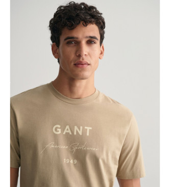 Gant T-shirt grafica con scritta marrone