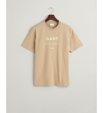 Gant Grafična majica Script rjave barve
