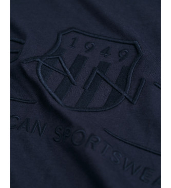 Gant T-shirt blu scuro per ragazzi con scudo tonale