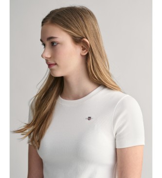 Gant Shield Teen biały prążkowany T-shirt