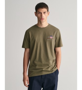 Gant T-shirt bordada com escudo Archive verde