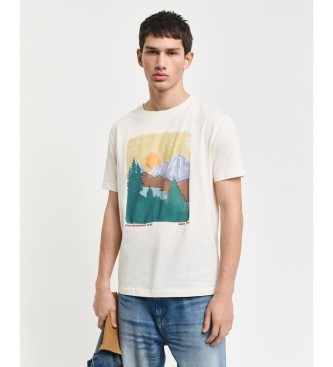 Gant T-shirt con stampa di paesaggi bianchi