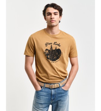 Gant T-shirt met print van biege landschap