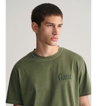 Gant T-shirt con stampa grafica verde sbiadita