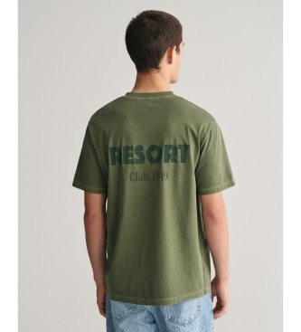 Gant T-shirt z nadrukiem graficznym Sunfaded zielony