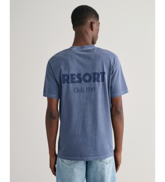 Gant T-shirt con stampa grafica blu sbiadita