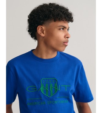 Gant T-shirt com escudo em contraste azul
