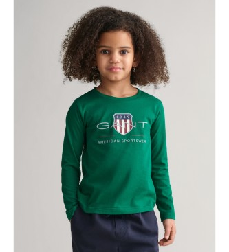 Gant T-shirt de manga comprida Archive Shield verde