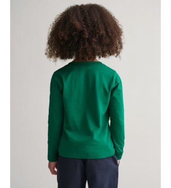 Gant T-shirt a maniche lunghe verde Scudo d'archivio