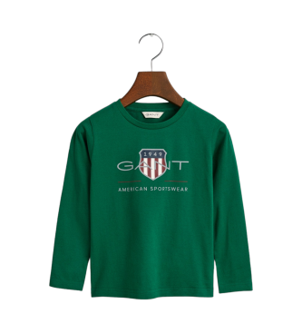 Gant T-shirt a maniche lunghe verde Scudo d'archivio