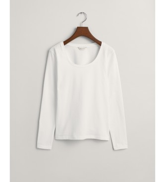 Gant T-shirt de manga comprida com decote redondo branco