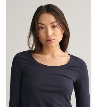Gant T-shirt a coste a righe blu navy