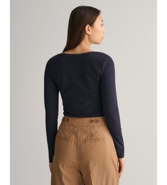 Gant T-shirt a coste a righe blu navy