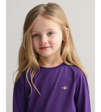 Gant T-shirt a maniche lunghe con scudo viola