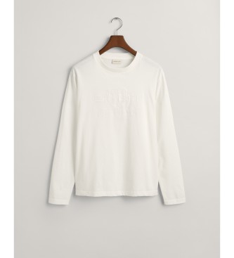 Gant Tonal Shield langrmet T-shirt hvid
