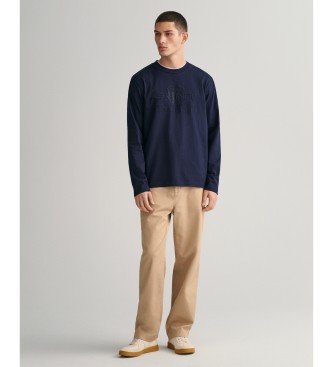 Gant Tonal Shield Navy majica z dolgimi rokavi