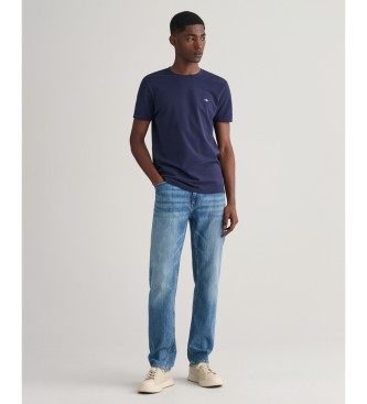 Gant T-shirt in piqu blu scuro